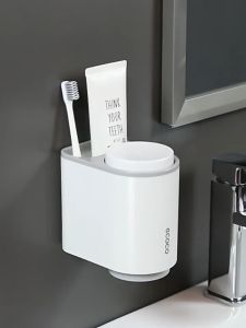 Giá treo bàn chải đánh răng Kem đánh răng ECOCO Cốc Đựng Bàn Chải Dán Tường ECOCO Tặng Kèm 2 Cốc Hít Nam Châm