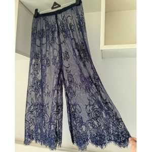Loose Wide Leg Pants Straight Cut Loose Womens Qing Blue Lace Casual Knitted Cotton Underwear for Cheongsam Dress