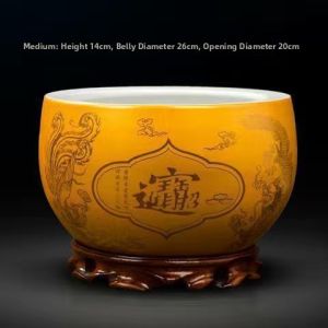 Jingdezhen Ceramic Wealth Attraction Basin Decorative Feng Shui Item for Entrance Hall Business Opening Gifts Decor