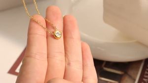 Saudi Gold 24k Nasasangla Pawnable Necklace Women's Opal Mini Single Diamond Pendant Luxury Women's Jewelry Gift