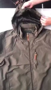 Mens Windbreaker Outdoor Jacket – Hooded Windproof Waterproof Anti-Cut Protection in Large Sizes for Extreme Outdoor Conditions