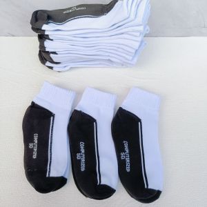 paket 3 pasang kaus kaki anak sekolah putih hitam pendek ukuran SD SMP dan SMA katun spandek tebal dan lembut