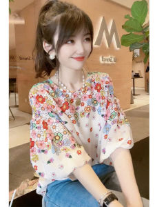 Spring Stylish Unique Loose Floral Print Ladies Shirt