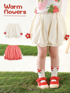 Quần Short Đèn Lồng Ren Cho Bé Gái Mùa Hè 2025 Quần Vải Cotton Dệt Kim Thêu Hình Con Búp Bê Hoạt Hình Quần Áo Trẻ Em Thoải Mái