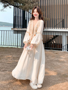 Soft Style Knitted Dress Set Womens Two-Piece Suit in Beige Color Casual Loose Fit Long Sleeve Autumn New Arrival