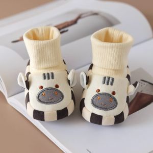 Baby Socks Shoes Soft Bottom Crawler Shoes for 6 to 12 Months Old Boys And Girls Autumn Winter Cotton Lined Cartoon Design