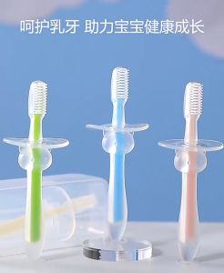 WONDER Teether Sikat Gigi Silikon Training Dengan Pelindung Anti Sedak Untuk Bayi | Sikat gigi Bayi