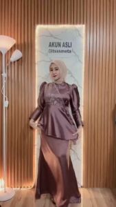 Lataverna Dress Kondangan Satin Mix Brokat Payet Mutiara - Gamis Pesta Formal Birdesmaid - Dress Maxi Kondangan Duyung Mewah - Gaun Cantik Terbaru Kekinian