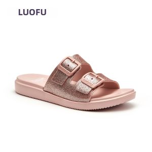 Loafers Roman Style Womens Slippers Double Band Anti-Slip Home Outdoor Comfortable EVA Flat Heel Sandals for Daily Wear