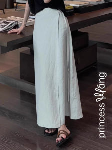 WANGGONGZHU | Korean Style High Waist A-Line Midi Skirt Womens Fashionable Summer Belted Half-length Slimming Skirt Princess Style