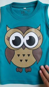 Setelan Kaos Kutung / Singlet Anak Bahan Katun untuk Anak Usia 1-6 Tahun Hewan Owl Warna Tosca Tua