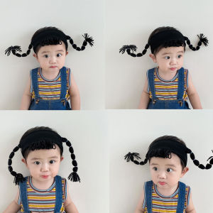 Cute Baby Girl Hairband Funny Headband Korean Style Fake Hair Braids Infant Headwear Casual Summer Cotton Blend Fabric