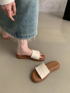 Goatskin Version ~ Brown Sandals Womens Dress Outwear Seaside Vacation Weaving Slippers Thick Sole Sandals