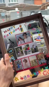 DIY Photo Frame Gift Set FREE Acrylic Marker Pen Customized Photo Frame 8pcs Photos Birthday Anniversary Gift 浪漫蛋糕手绘玻璃相框