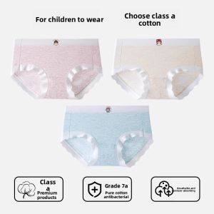 miiow | Antibacterial Cotton Underwear For Girls Childrens Boxer Shorts Sweet Style Mid Waist Pure Cotton Four Corner Pants