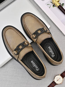 2024 New Arrival Men Genuine Leather Casual Business British Style Leather Shoes Bean Bag Thick Sole Fancy Loafers Trendy Beanie Shoes