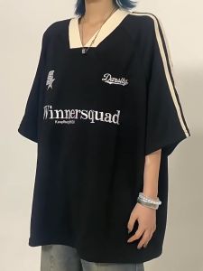 เสื้อยืดคอวี กีฬา แถบ 34 สไตล์อเมริกัน ไฮสตรีท ทรงหลวม ใส่สบาย