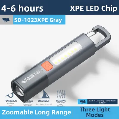 Smiling Shark | Mini Portable Zoomable Flashlight with Side Flood Light