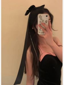 Black Satin Hair Clip with Large Bow Headwear for Girls Spring Loaded Clip Teenage Girl Hair Accessories Top Clip