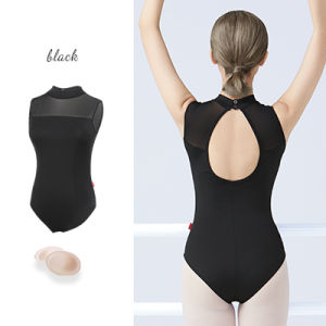 daydance | Women Ballet Leotards Lace Sleeveless Stand Collar Pole Professional Dance Bodysuit Adult Mesh Splice Dance Gym Leotard Swimwear