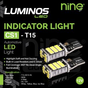 2pcs Lampu Sein Lampu Senja Led T10 T15 Sein Dajjal Original LUMINOS 9Nine Super Bright Satu Pasang