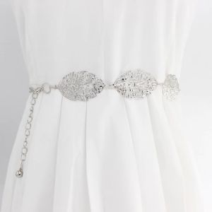 Ikat Pinggang Daun Silver Gold kecil Wanita Untuk Gamis Dress Pants Sabuk Panjang Perempuan Gaya Sehari-hari Woman Belt For Daily Fashion