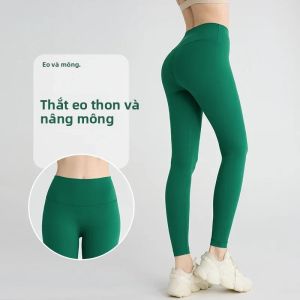 Quần Legging Nữ Cạp Cao Liền Mạch Nhanh Khô Màu Trơn Dùng Cho Yoga Tập Gym Chạy Bộ Chất Liệu Co Giãn Ôm Dáng Đồ Thể Thao