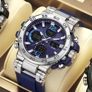 Mens Dual Display Digital Military Style Watch with Alarm Clock and Timer - Perfect for Students and Outdoor Activities