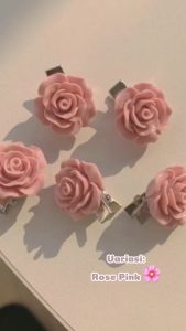 ELMORA | JP2000 Jepitan Rambut Mini Pink Pita Hairclip Love Bunga Hair Aksesoris Hiasan Kepala