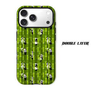 Bamboo Panda Phone Case for iPhone 18 17 16 15 14 13 12 11 Air Pro Max Plus Double-layer Cover