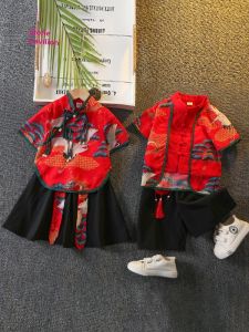 Han Dynasty Boys and Girls Suits Summer Kids National Style Tang Suit Baby Summer Clothing Thin Ancient Chinese Costume Ethnic Costume