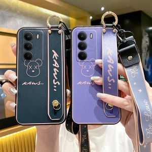 Realme V70 Silicone Case Women Full Cover with Lanyardviolent Bear Anti-Fall Protective Shell for Realme V70s Mobile Phone