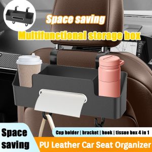 Multifunctional Storage Box PU Leather Car Tissue Storage Box Rear Seat Travel Storage Bag Mobile Phone Bag