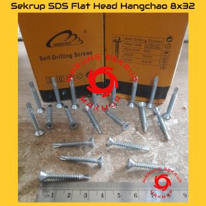 (100 pcs) Sekrup Roofing SDS FH 8x32 / Baut Baja Ringan Flat Head 3CM