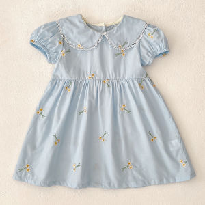 Summer New Little Girls Toddler Princess Dresses 1-6Yrs Girls Fashion Embroidered Flower Dress Kids Flying Sleeves Party Clothes