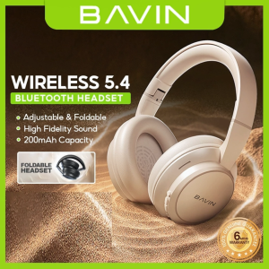 BAVIN BH66 Foldable Wireless Bluetooth 5.4 Headphones HiFi Stereo Sound & Adjustable Design w/ 3.5mm Audio Jack Support