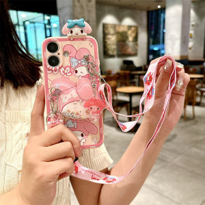 Adorable Cartoon Monster Kuroko Phone Case Full Edge Protection Soft Silicone with Crossbody Strap for VIVO Y37 Y36 Y35 Y33t Y32 Y30