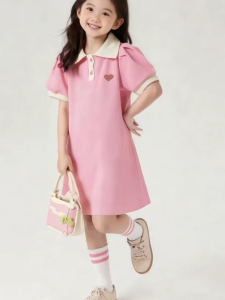 【พร้อมส่งจากกรุงเทพ】🚀ชุดเดรสเด็กผู้หญิง แขนฟอง ชุดเจ้าหญิง ปักรูปหัวใจ ผ้านุ่ม 3-12 ปี