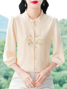 DAIXIANGFEIZI | Silk Satin Chinese Style Summer Shirt 3/4 Sleeves