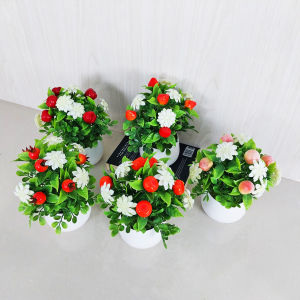 Azgalery PBP114 / Tanaman Hias Buah Jeruk Delima Pot Bunga Hiasan Dekorasi Rumah Mini Imut Plastik Artifisial Fruit Flower Ornamen Pajangan Ruangan Rumah / COD