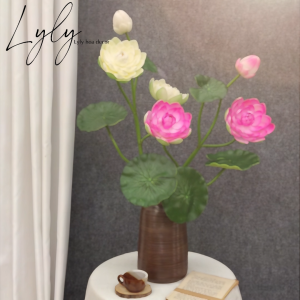 Sen xốp 2 Bông 1 nụ cành dài 105cm. Giống Thật Trang Trí Nhà Cửa. Hoa Lụa Decor