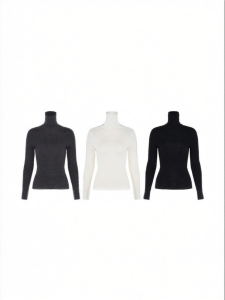 Soft and Comfortable Beaded Knit Sweater High Neck