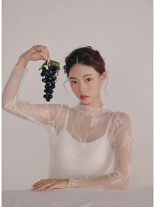 chaqi | Autumn/Winter New Style Lace Underwear Blouse Half High Neck Long Sleeve Thickening