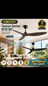 SIBERIAIR Decoration Ceiling Fans Taurus Series SI18 56’’ Kipas 3 Blades DC Motor Remote Control