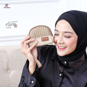 POUCH ELLEN BY BIRU TSABITA CHOCOLY BORDIR Dompet Mini Cantik Kekinian 2 Ruang Resleting