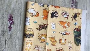 Half Yard Plain 100% Cotton Fabric Hand Drawing Cartoon Dog Cat Print Handmade DIY Bag Garment Sewing as CR-1706