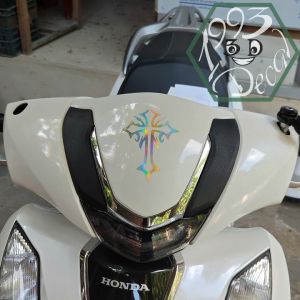 [GIÁ 1 CHIẾC] Tem dán trang trí xe máy logo THẬP TỰ loại BÓNG PHẢN QUANG dán xe honda yamaha suzuki