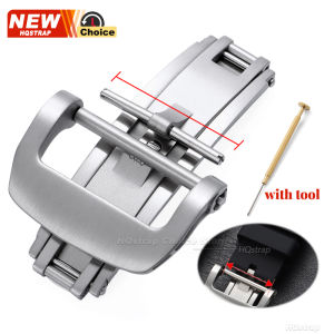 New High Quality Stainless Steel Folding Button 18mm 20mm Double Press Butterfly Buckle for Richard Watch Strap Clasp Silver