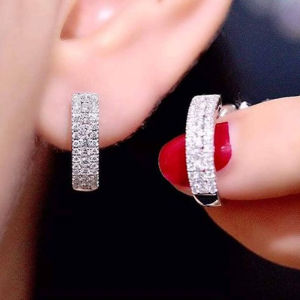 Huitan High Quality Silver Color Hoop Earrings Women Micro Paved CZ Stone Fashion Versatile Circle Earrings Trendy Jewelry