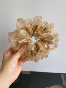 ยางรัดผมผ้าตาข่ายขนาดใหญ่ ยางรัดผมแบบสองชั้น ยางรัดผมสไตล์หวานและเรียบง่าย แฟชั่นใหม่ ยางรัดผมสไตล์เกาหลี